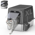 WoofiGo Enclosed Stainless Steel Cat Litter Box with Lid, XL Extra Large Litter Box for Big Cats, Metal Litter Pan High Sided, Never Absorbs Odors, Anti-Urine Leakage, Easy Cleaning, Include Scoop