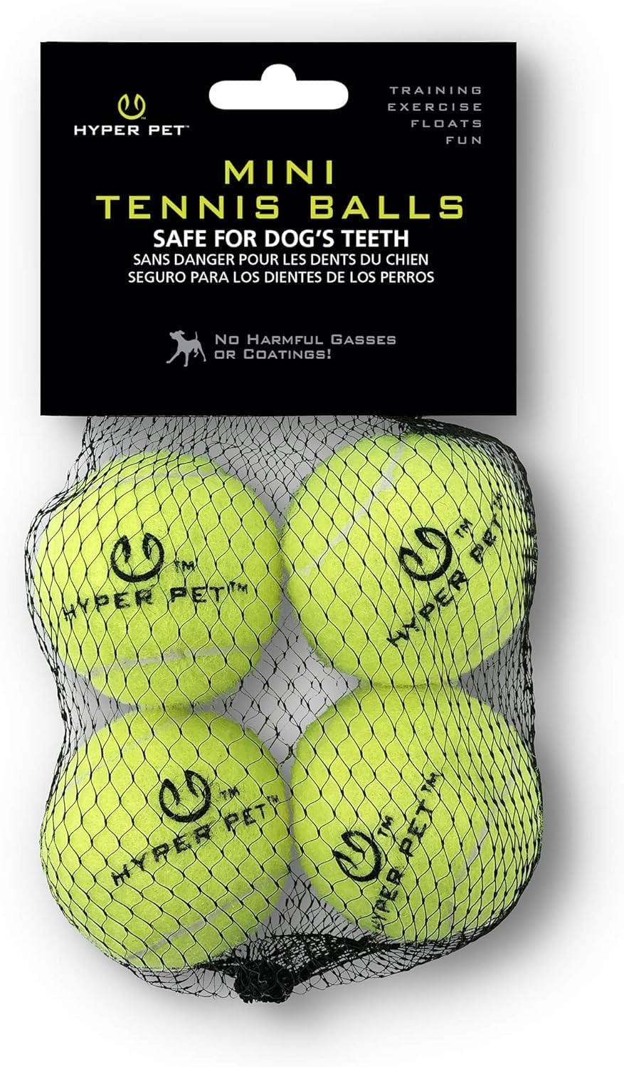 Hyper Pet Mini Extra Small Tennis Balls for Dogs, 1.75 Inch, 4 Pack, Green | Safe interactive playthings for exercise and training, works with the K9 Kannon launcher, keeps little pups active daily
