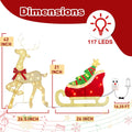 EAMBRITE Christmas Decorations Outdoor, 42 Inch Christmas Reindeer & Sled with 117 Warm White Lights, Motion Sensor 2D Music Lighted Deer Christmas Decor for Xmas Tree Lawn Porch Garden