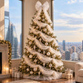 White Large Christmas Bow for Tree Topper 25 ft, White, Tulle