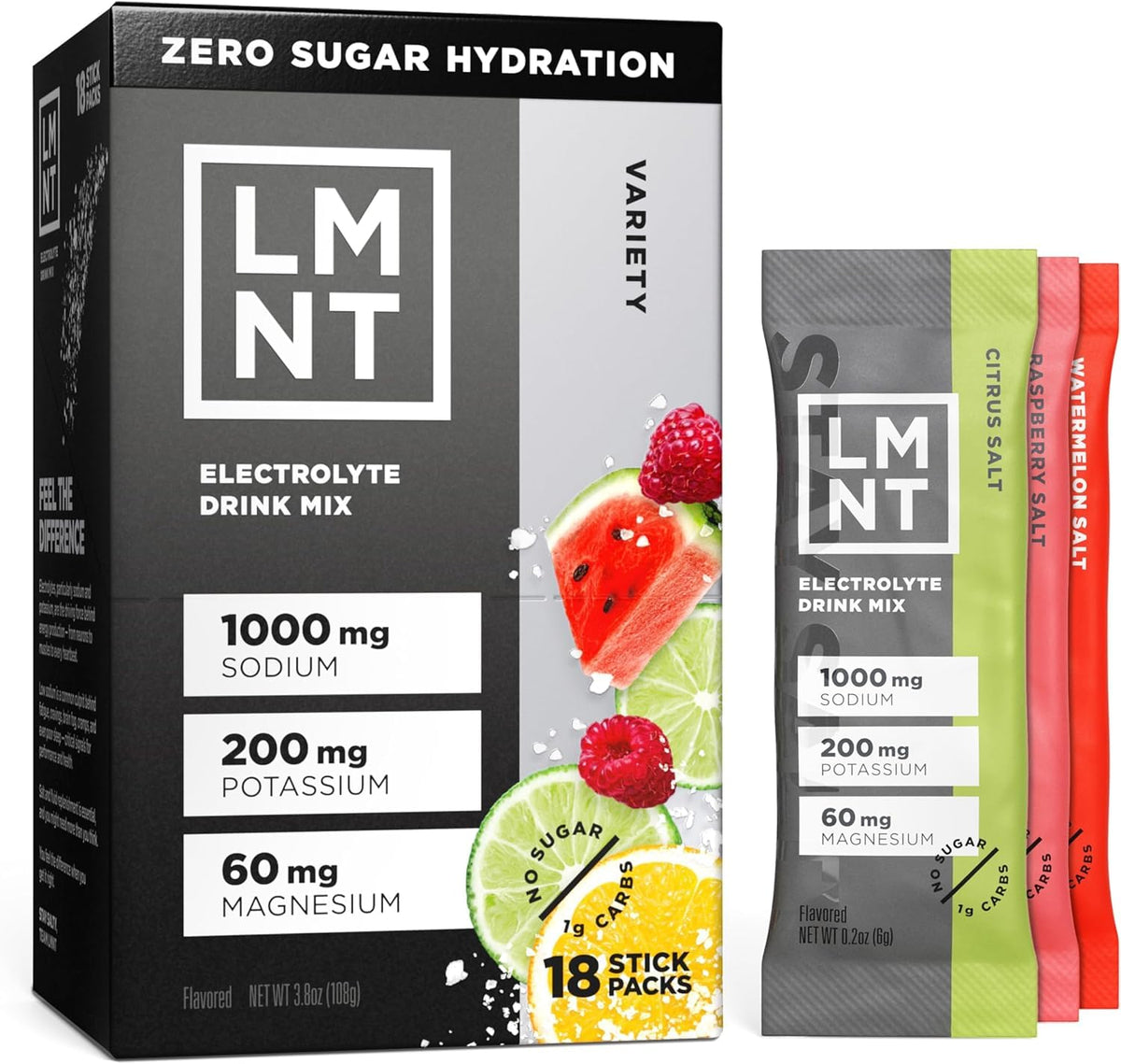 LMNT Zero Sugar Electrolytes - Watermelon Salt | Drink Mix | 30-Count