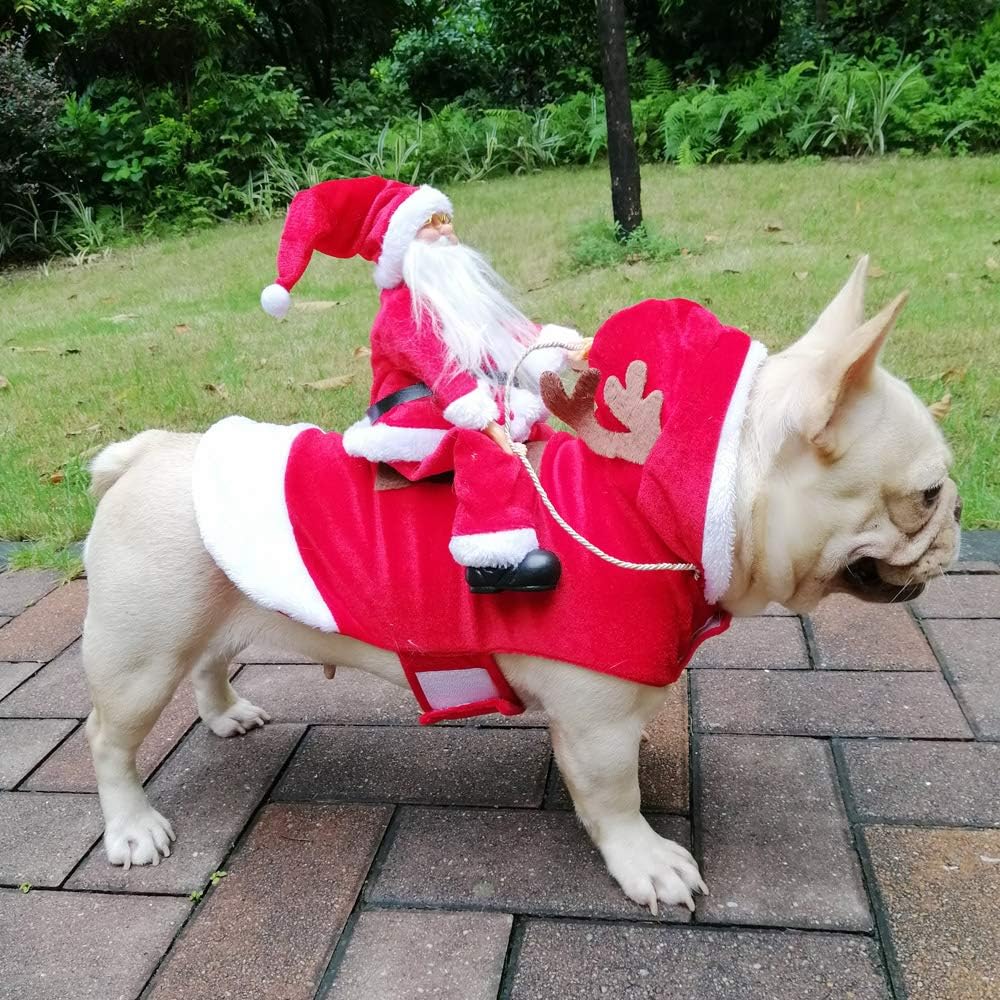 Santa Dog Costume, Dog Christmas Outfit, Riding Pet Costume, Size M
