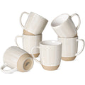 LE TAUCI Coffee Mugs Set of 6, 12 oz Ceramic Coffee Cups with Handle for Latte, Milk, Tea, Cappuccino, Mocha, Cocoa, Microwave Oven Dishwasher Safe - 3.6 inch, Birch