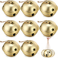 Zhengmy 16 Pcs Large Christmas Jingle Star Bell Xmas Ornament, Gold