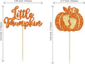 24pc Little Pumpkin Cupcake Toppers - Glitter Pumpkin Cupcake Picks - Baby Shower Decorations - Fall Harvest Theme - Kids Birthday Party Supplies