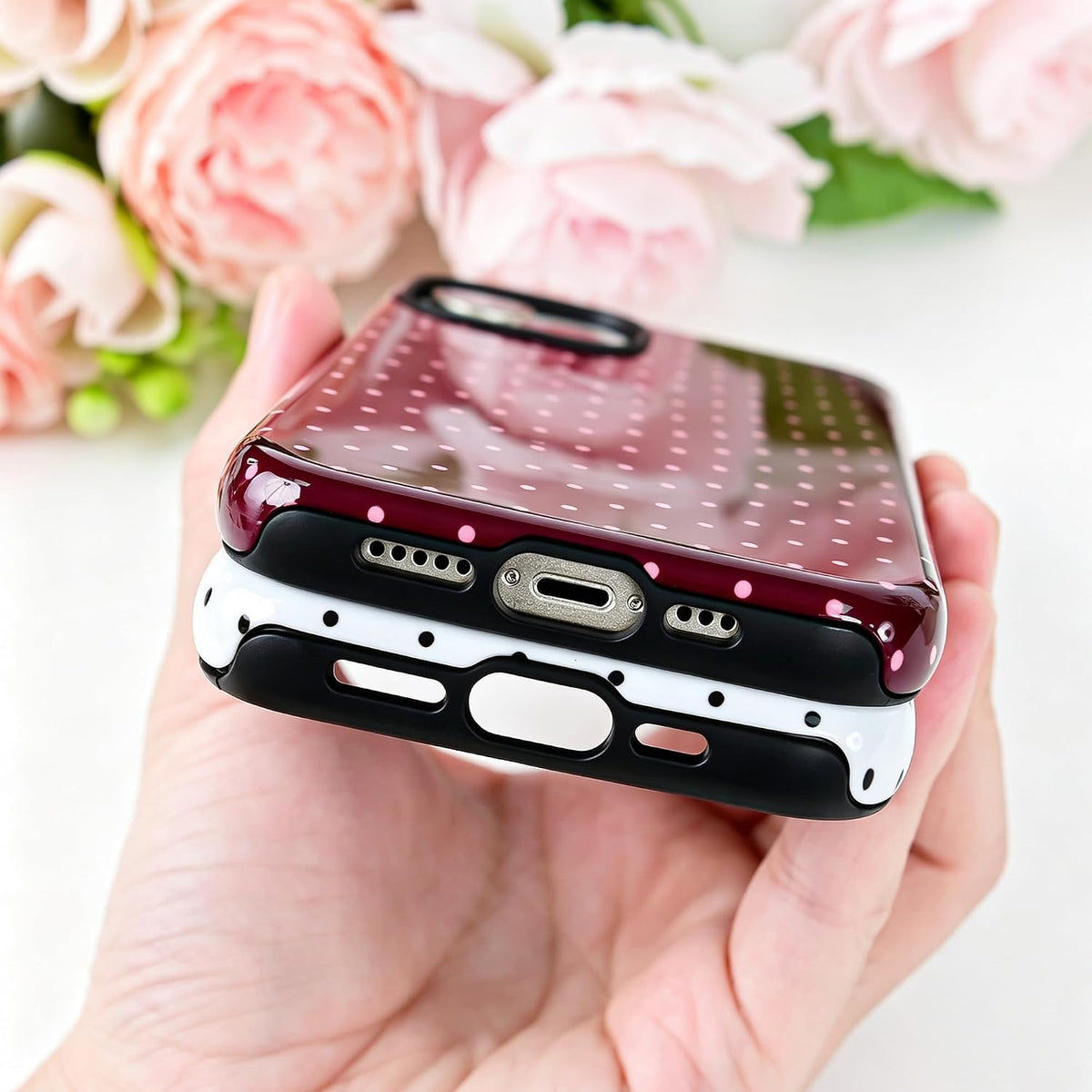 Polka Dot Pattern Phone Case for iPhone 13/14 6.1", Wine
