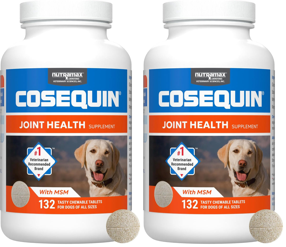 Nutramax Cosequin for Dogs Joint Health Supplement, Contains Glucosamine for Dogs, Plus Chondroitin and MSM, Supports Healthy Joints, For All Breeds and Sizes, Chewable Tablets, 132 Count