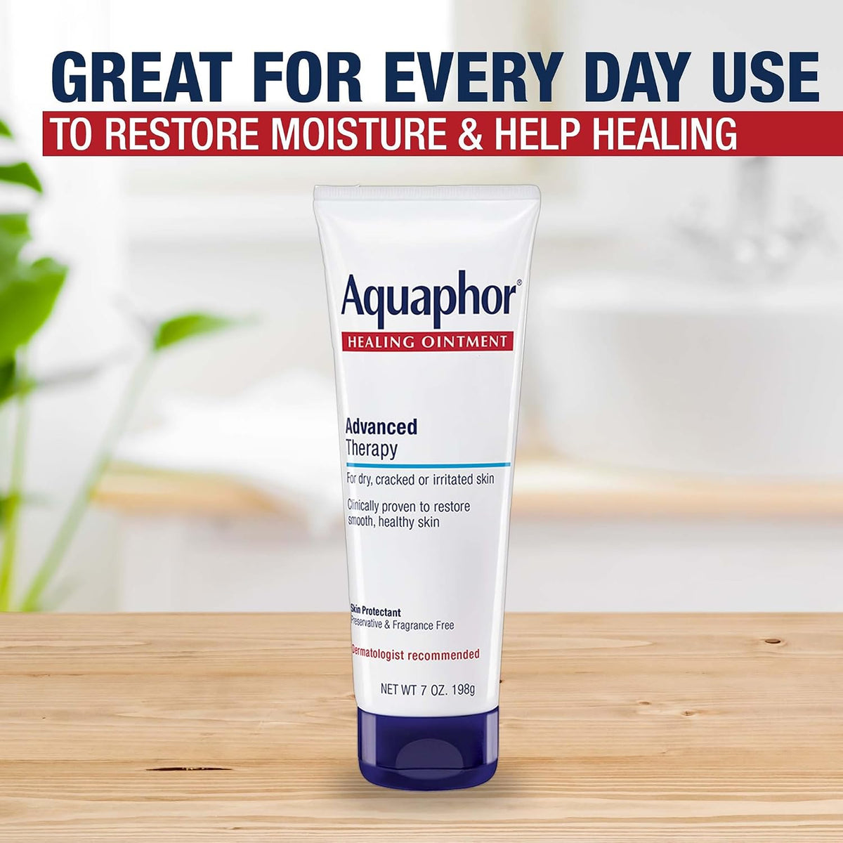 Aquaphor Advanced Therapy Healing Ointment, Skin Protectant, 7 OZ | Clinically Proven Skin Protectant Moisturizer for Cracked, Irritated or Dry Skin Relief, Dye and Fragrance Free