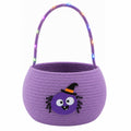 OIASKET Cotton Rope Halloween Pumpkin Basket with Handle, Trick or Treat Bucket for Kids, Woven Boo Candy Basket for Neighborhood Parades & Indoor Holiday Home Decor