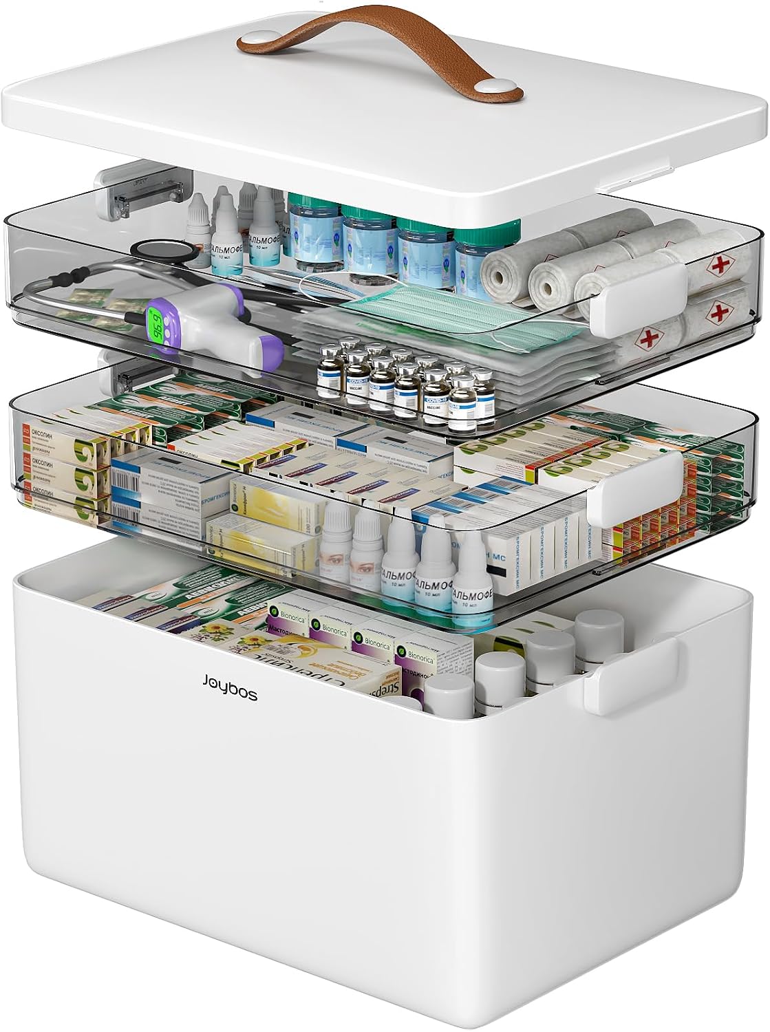 CTIME 3-Tier Medicine Organizer - Portable Medicine Cabinet with Handle | Multipurpose Medical Box, Pill Organizer, Empty First Aid Kit for Home