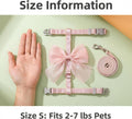 Pink Leash and Bow H-Shaped Design Harness for Small Cats Dogs, Proof Soft Adjustable Vest Easy Control Breathable Harnesses for Small Cats Dogs (S 2-7LBS)