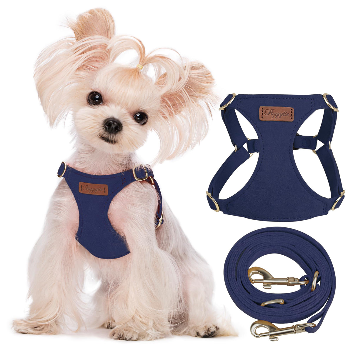 Puppytie xs Dog Harness with Multifunction Dog Leash,Soft Adjustable No Choke Escape Proof Pet Harness Vest,red-Camellia,XS