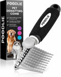 Poodle Pet Detangling Pet Comb with Long & Short Stainless Steel Teeth for Removing Matted Fur, Knots & Tangles – Detangler Tool Accessories for Safe & Gentle DIY Dog & Cat Grooming