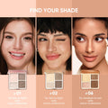 JUDYDOLL Highlight & Contour Palette, All-in-One Matte Highlighter Contour Compact, Natural Brightening Finish for Cool Fair & Olive Skin (01 Wave Shadow Palette)