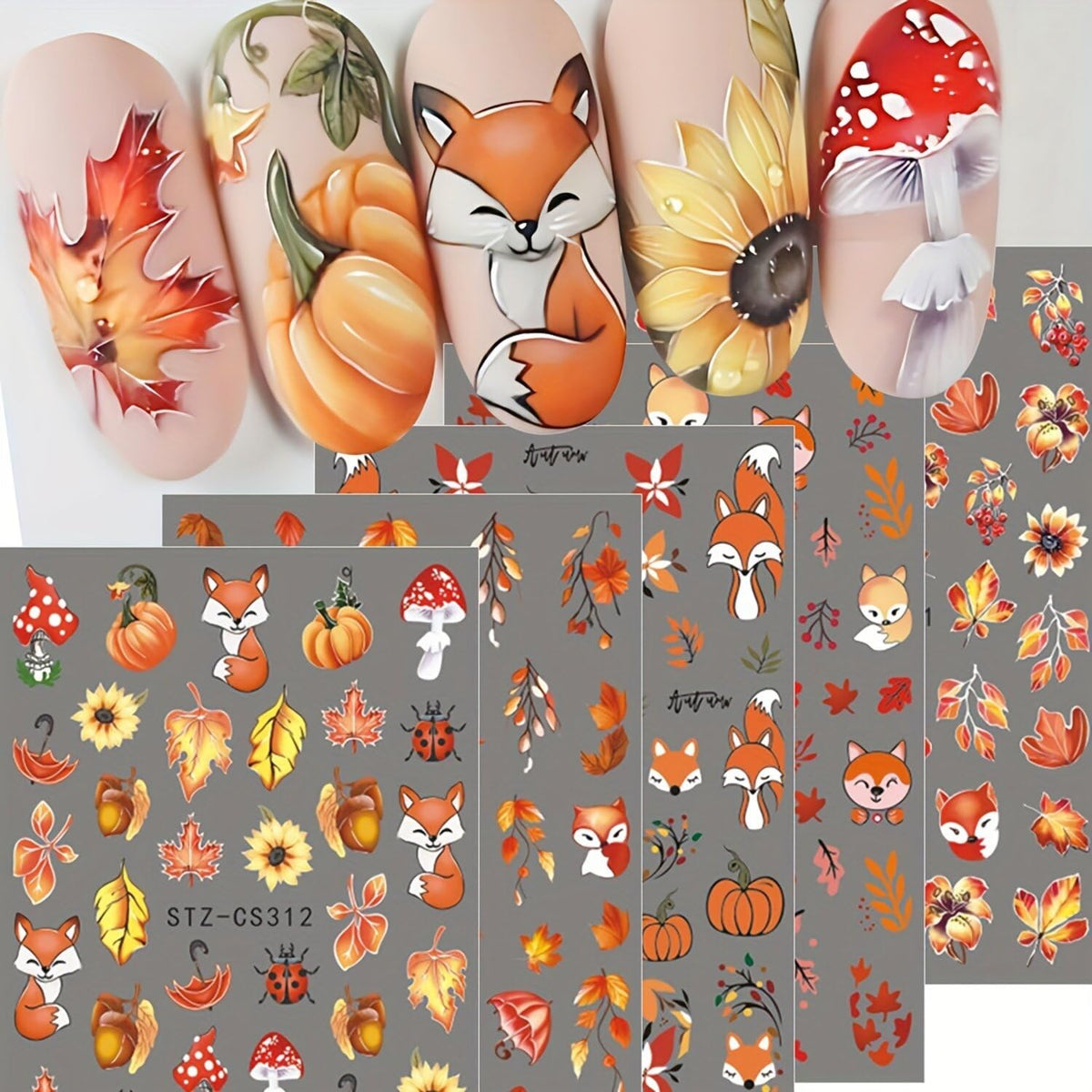 Halloween Nail Art Stickers Cute Ghost Pumpkin 3D Self-Adhesive Nail Decals Bat Cat Skull Designs Nail Decorations Halloween DIY Manicure Supplies for Women Girls&Kids 6Pcs