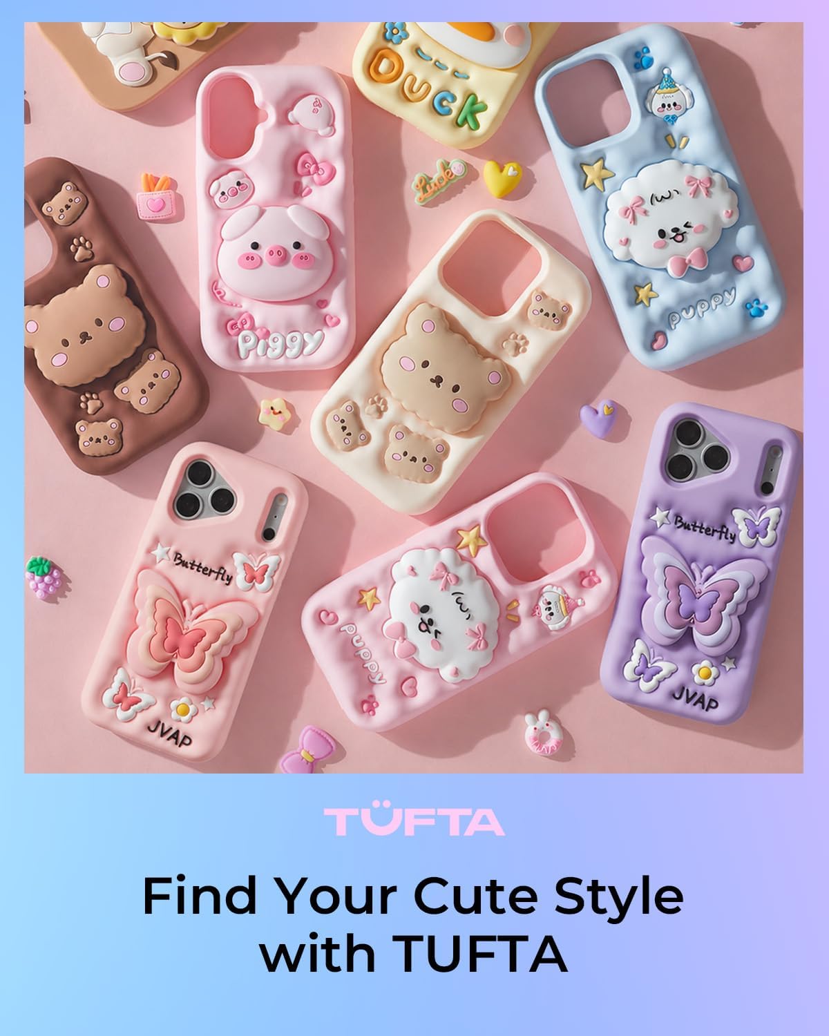 for iPhone 15 Case, Kawaii 3D Butterfly Pop-Up Grip for Girls