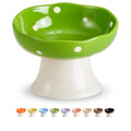 Orange Mushroom Cat Bowl, Elevated Ceramic Bowl for Cats