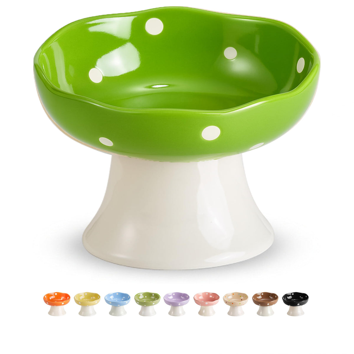 Orange Mushroom Cat Bowl, Elevated Ceramic Bowl for Cats