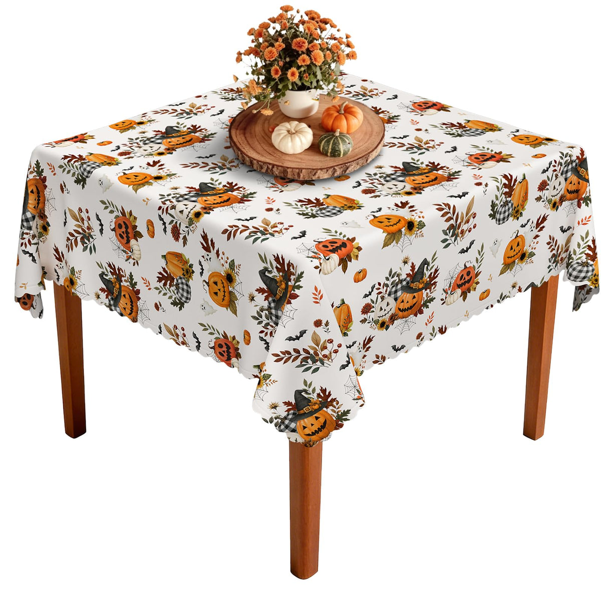 Fall Thanksgiving Tablecloth Waterproof Pumpkin Table Cloths for Autumn Harvest Indoor Outdoor Dining Room Decor-60 * 84" Oval