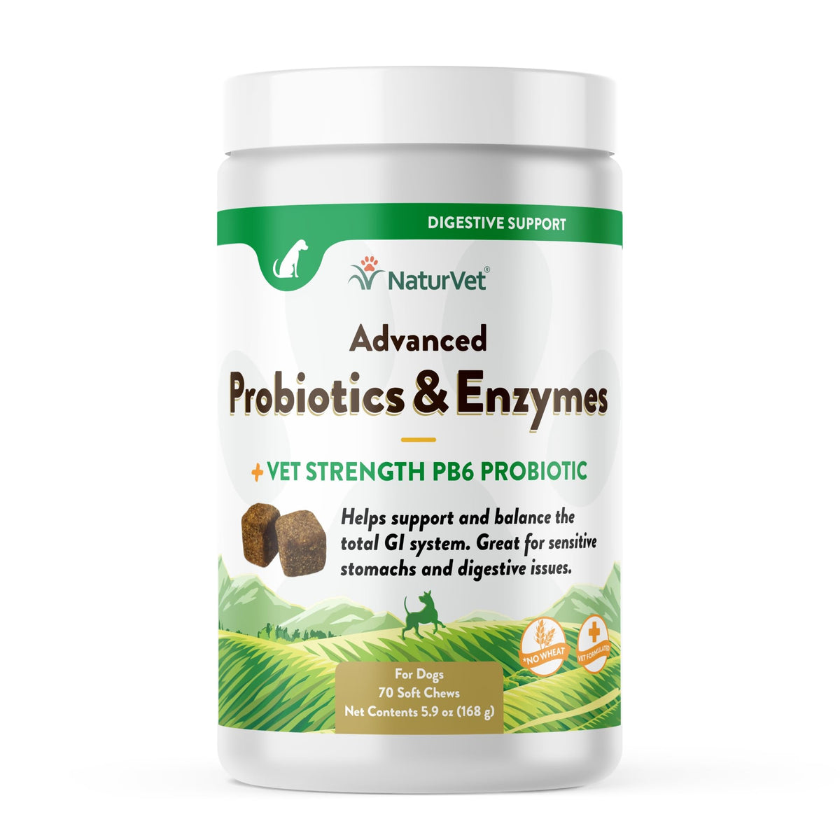 NaturVet – Digestive Enzymes - Plus Probiotics & Prebiotics – Helps Support Diet Change & A Healthy Digestive Tract – for Dogs & Cats (Soft Chews, 120 Count)