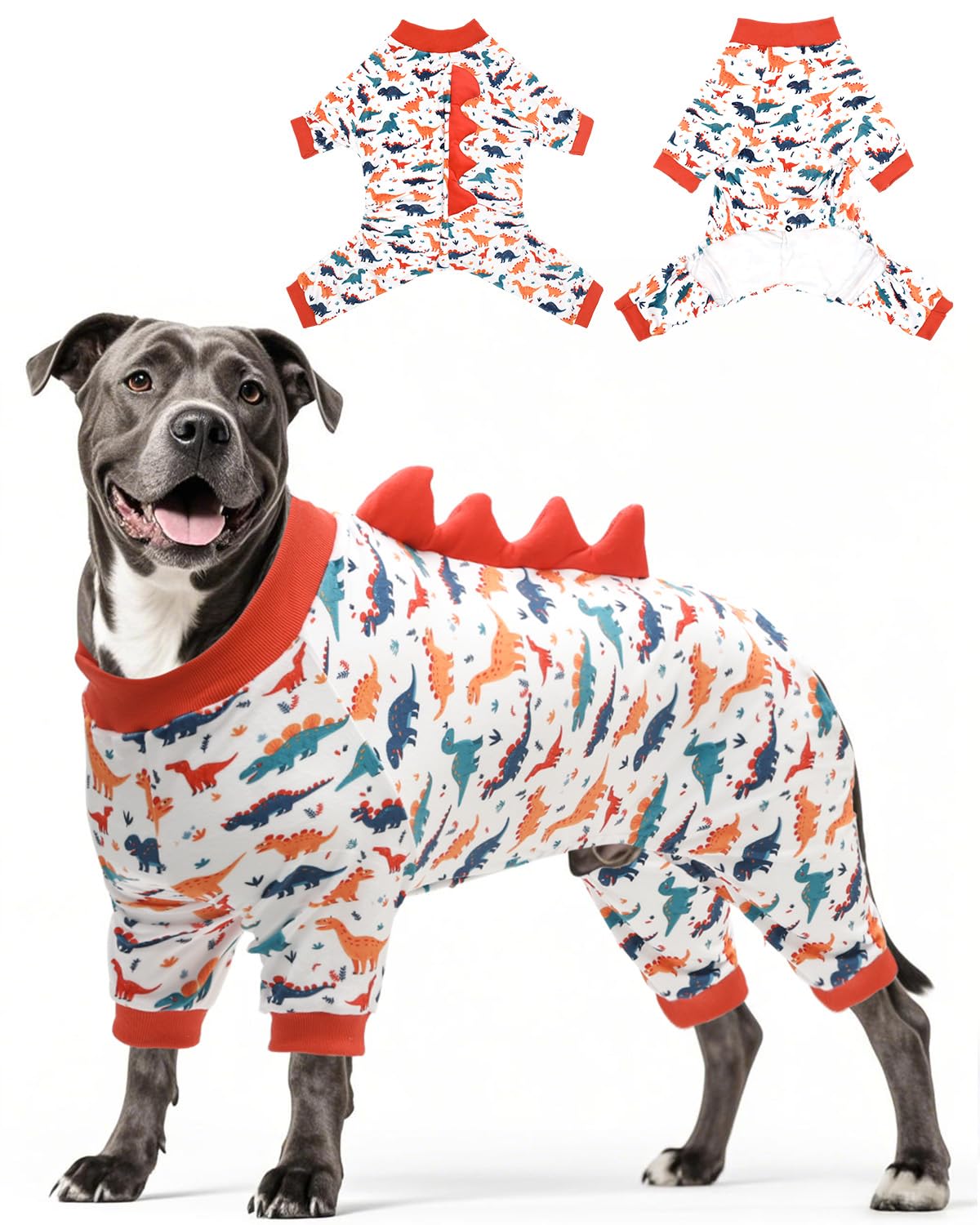 CuteBone Dinosaur Costume Dog Pajamas, Stretchy Spandex Crystal Velvet Sleepwear Coat for Small Dogs, Soft & Warm Pet Outfit Clothes for Cold Weather, Cozy Pullover Design COSP05XXL