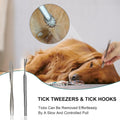 Tick Removal Tool Kit 8-in-1 with Storage Box for Dogs and Cats | Stainless Steel - Tick & Flea Remover Dogs Cats Outdoor - Tick Comb Tweezers Flea Comb Magnifying Glass Storage Box