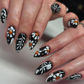 Halloween Press on Nails Medium Almond MABKJLF Fake Nails Glow in The Dark Full Cover Nightmare Christmas False Nails Glossy Glue on Nails Artificial Acrylic Nails for Women Girls 24 Pcs