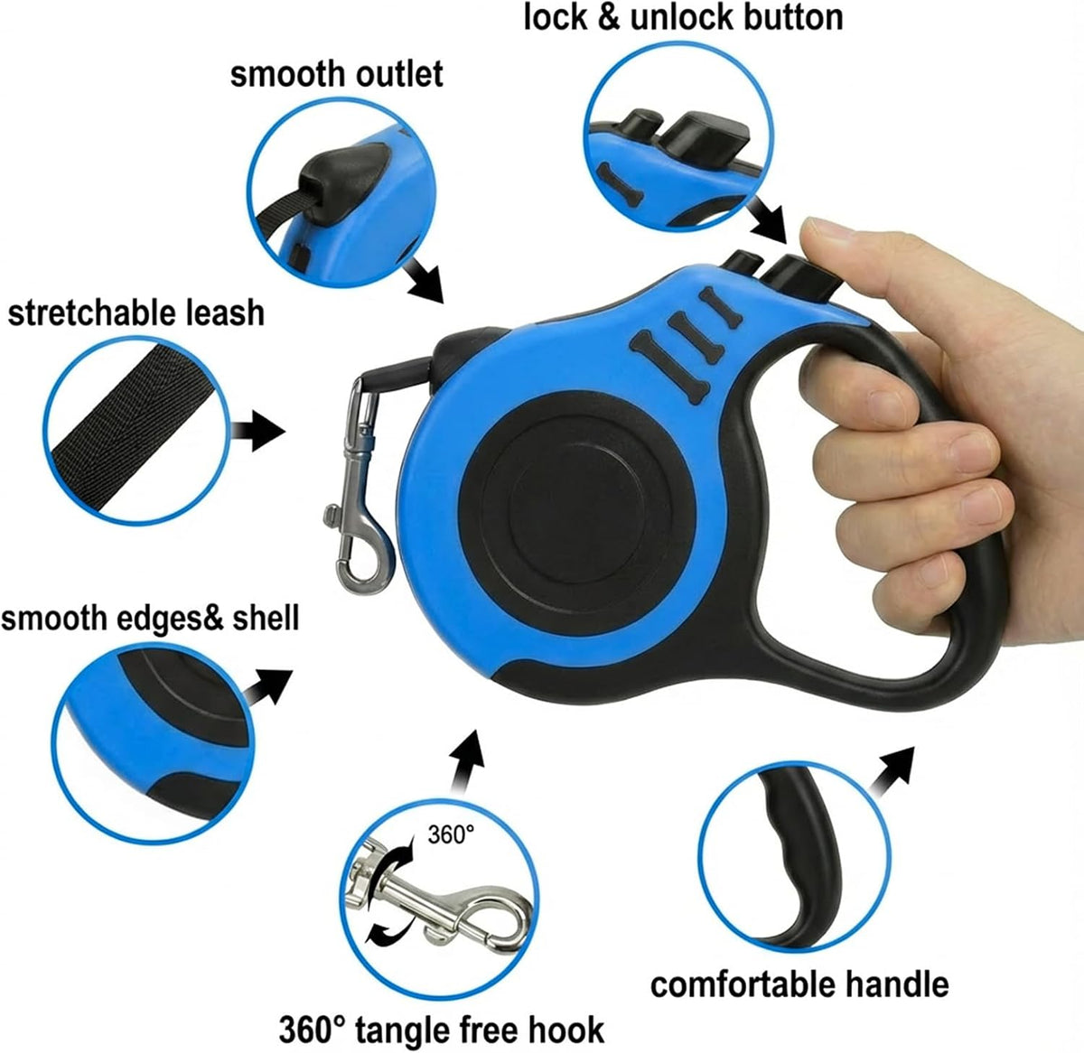 PETIMP Retractable Dog Leash Lightweight 16FT Leash Set