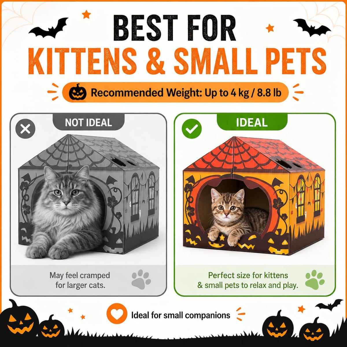 Tailtastic Halloween Cat Scratcher House with Pads & Catnip for Indoor Cats