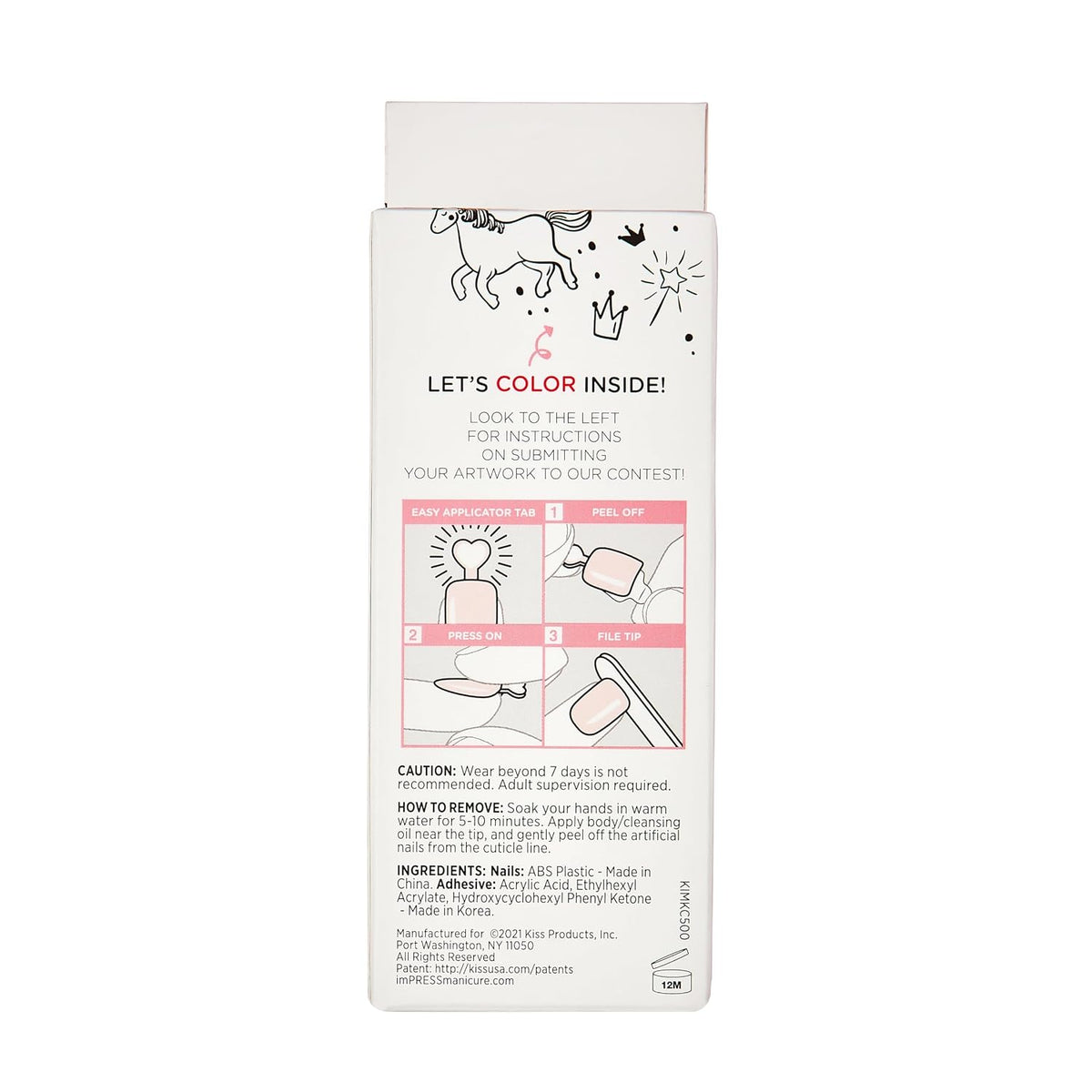 Kiss Impress Mini Mani Press On Nails for Girls & Tween Kids, 20 Super Duper Short Squoval Press-Ons with Pink Glitter Sprinkle, Mom Approved for Small Nail Beds, No Glue Needed, Mini File Included
