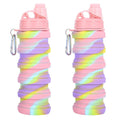 Collapsible Water Bottles Travel water bottle Sports Portable Sport Water Bottle Reusable Water Bottles comes with mountaineering Buckle 500ml silicone Water-proof camping water bottle