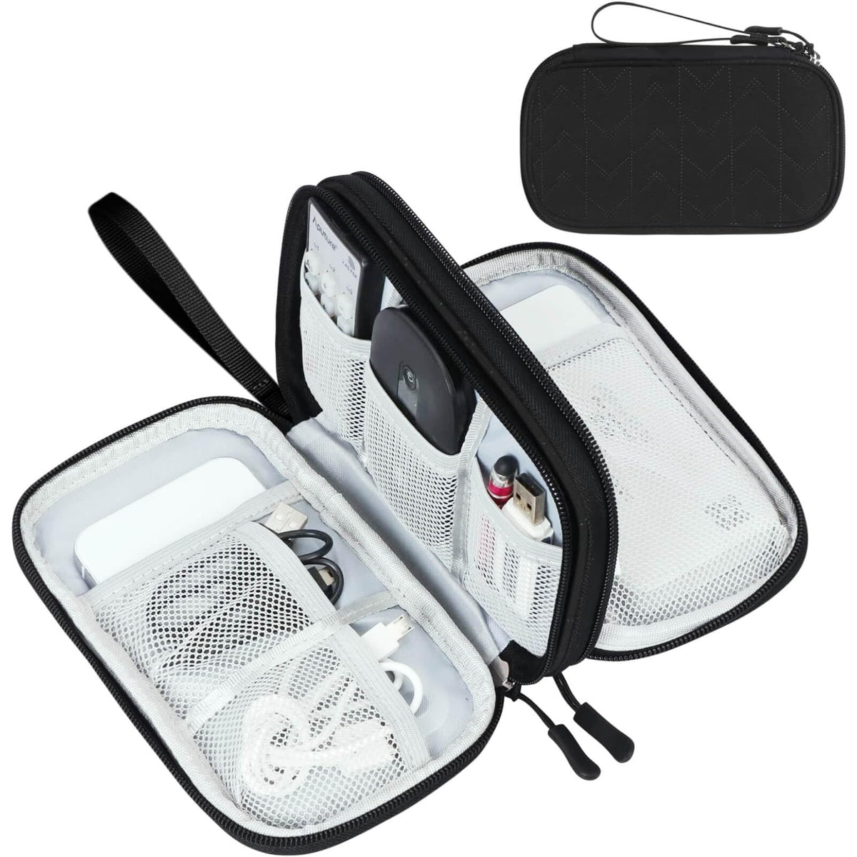 FYY Electronic Organizer, Travel Tech Pouch Bag, Cable Organizer Black