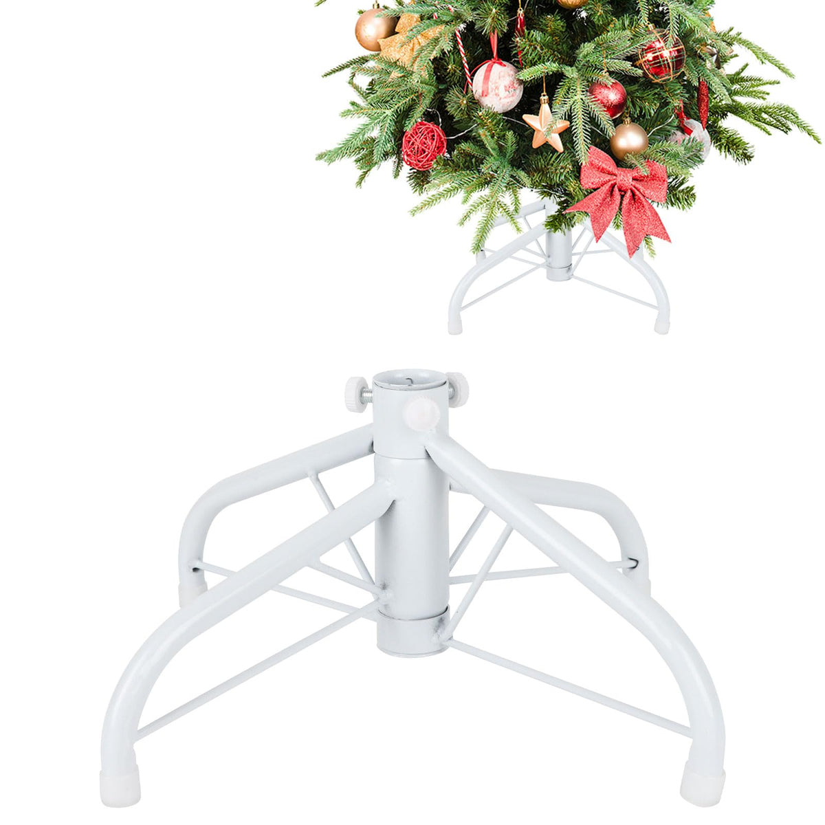 CCINEE Metal Christmas Tree Stand, Universal Folding Xmas Tree Stand 11.8 Inch Replacement Tree Stand Base for 2 Ft to 5 Ft Christmas Artificial Trees Fake Tree，Green