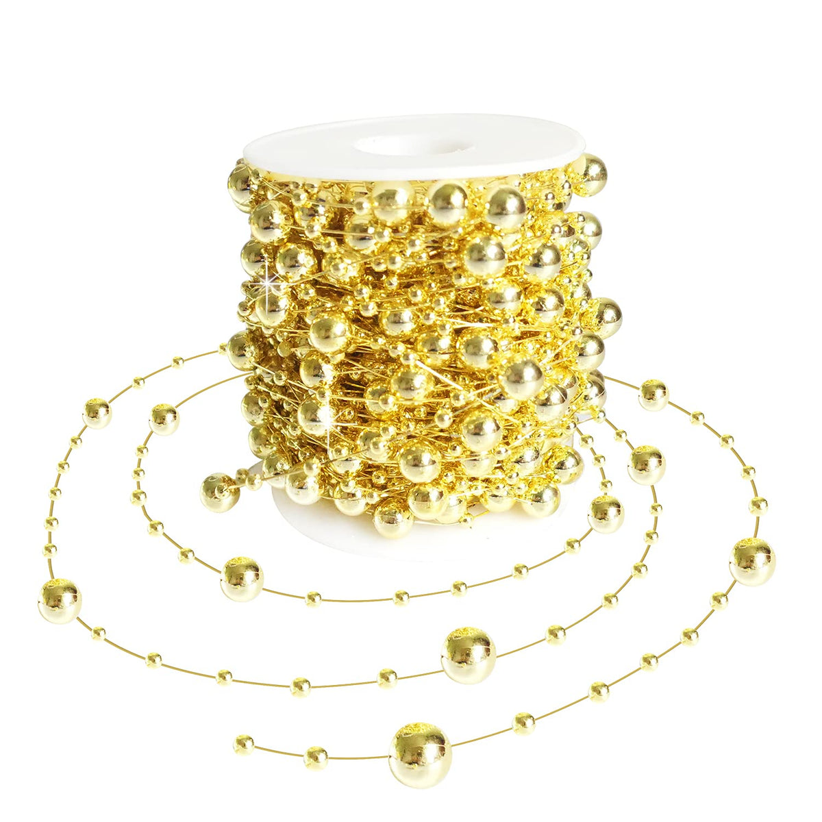 HADDIY Christmas Silvery Tree Beads Garland Decoration,66 Feet Pearl Strands Chain for Christmas Tree Decor,Crafts and Holiday Décor