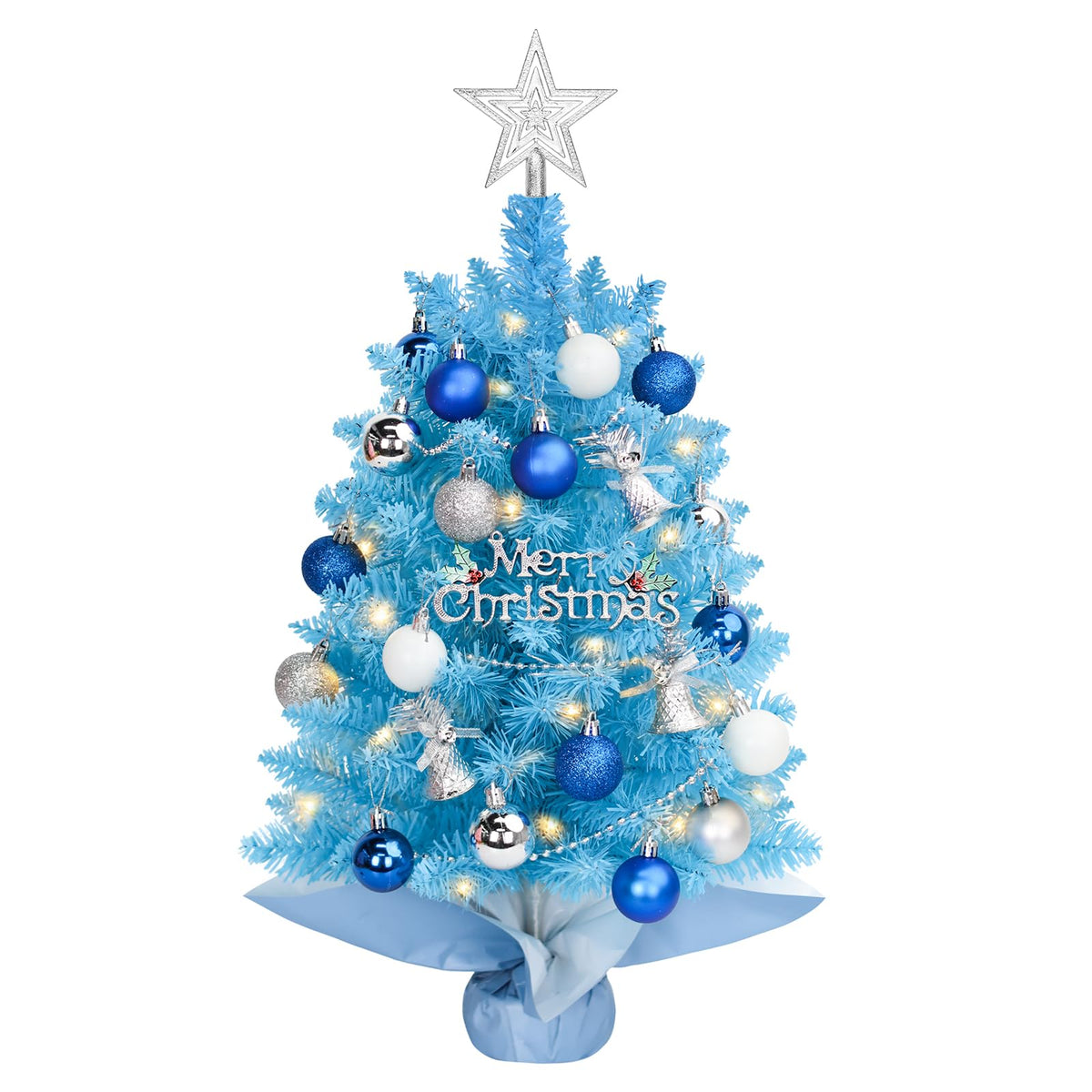 Small Mini Christmas Tree with Lights, 2 Ft Little Table Top Christmas Tree