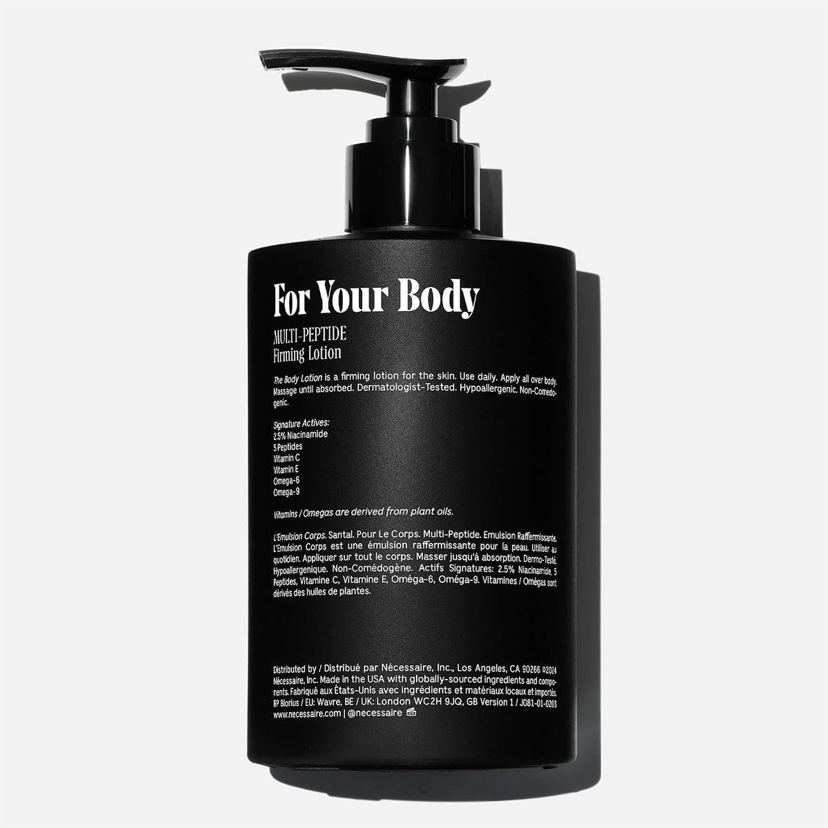 The Body Lotion Santal. Multi-Peptide Firming Body Lotion With Niacinamide | For Women & Men. Non-Comedogenic, Dermatologist-Tested Moisturizer for Sensitive Skin. 450ml / 15.2 fl oz.