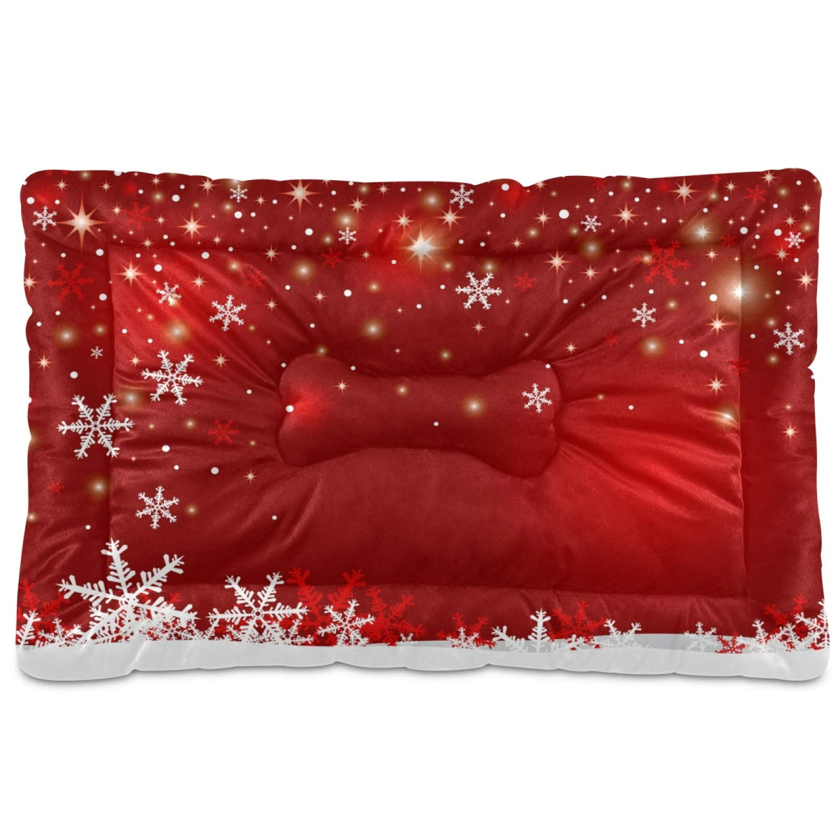 Blueangle Christmas Snowflakes Pet Bed Soft Crate Mat,Washable Dog Crate Bed Cushion Anti-Slip,Pet Mattress for Small Medium Dogs and Cats Kennel Pad, 36x24inch