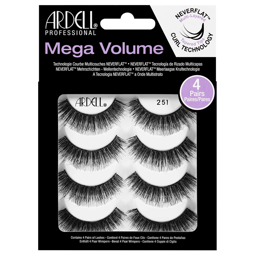 Ardell False Eyelashes Mega Volume 253, 1 Pack (4 Pairs Per Pack)