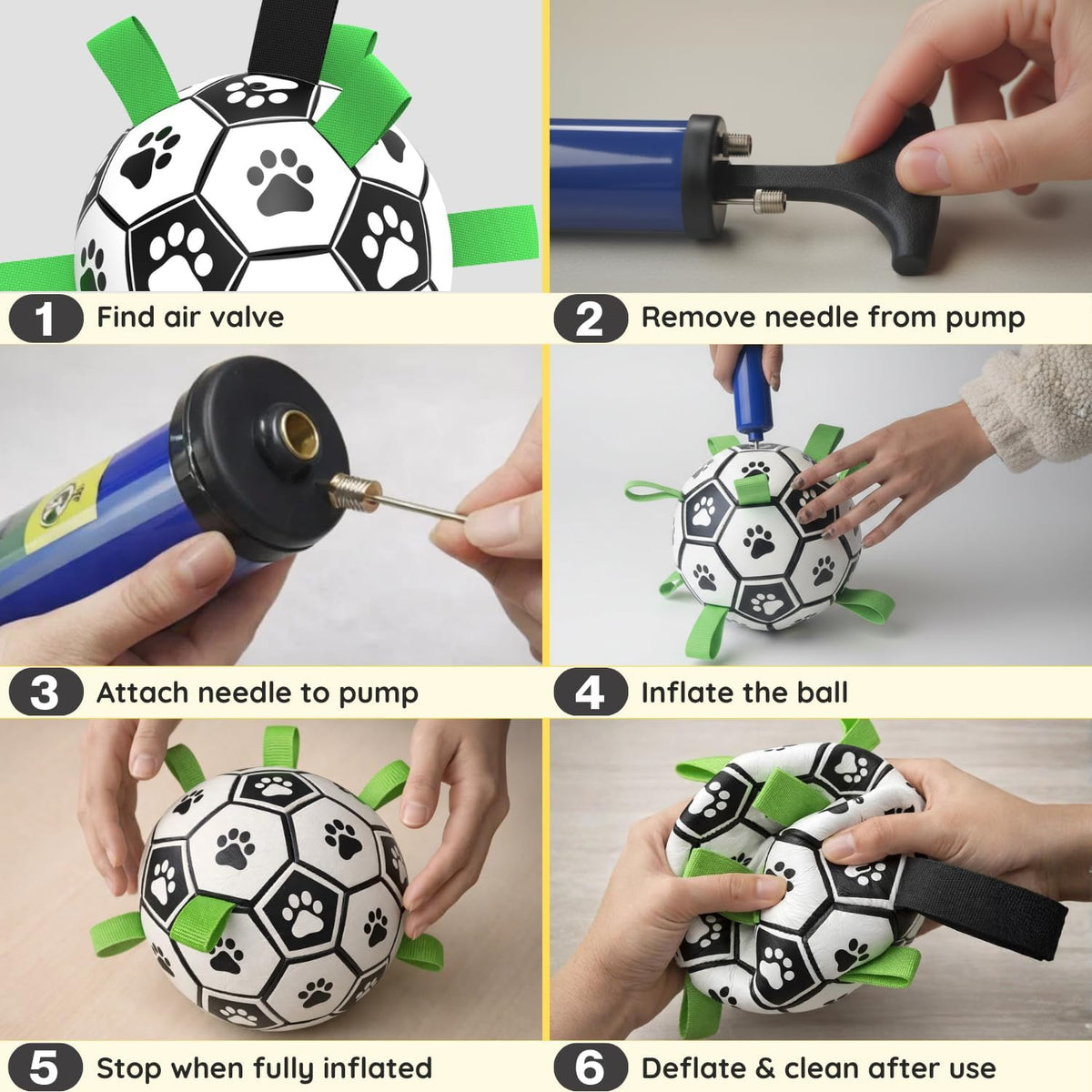 6 Inch Dog Soccer Ball with Straps, Herding Balls, Toy for Tug