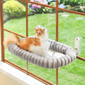 Zakkart SnugCloud Foldable Cat Window Perch - Cordless, Ultra Soft Machine Washable Bed with 4-Sided Bolster, Metal Frame - Window Hammock for Large Cats and Kittens (Cream White, Medium)