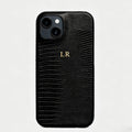 Personalise Gold Silver Initial Letters Leather Case for iPhone 14 15 16 17 Pro max 13 17 Pro Xs Max 12 11 XR 14 15 16 Plus 17air Luxury Lizard Skin Texture PU Cover (Burgundy)