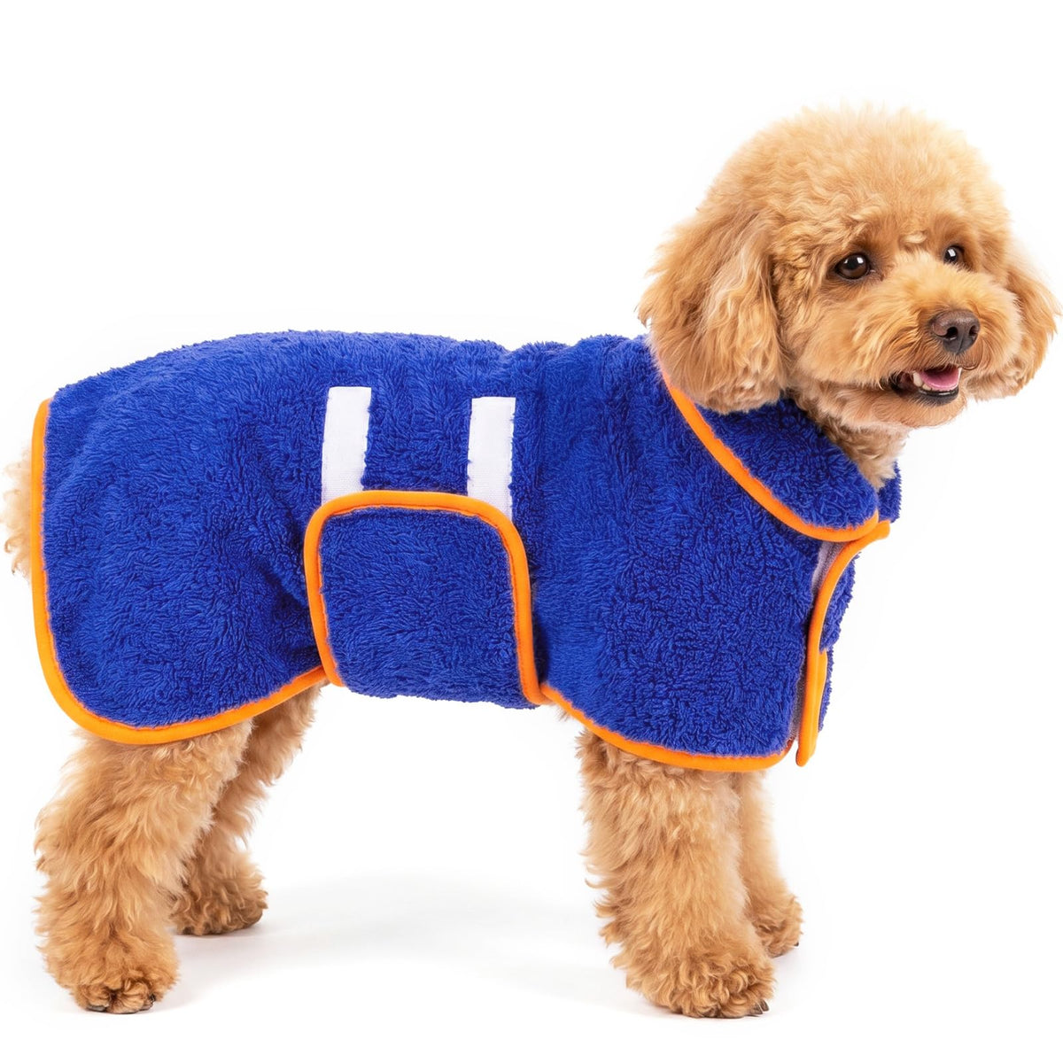Dog Bathrobe, Super Absorbent for Small to Large Dogs, Dark Blue XL | Dog Robes with Soft Fleece, Warm & Cozy, Adjustable Fit, and Quick Drying Coat for Baths Swimming and Grooming
