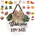 Welcome Sign for Front Door 12 in Wreath Decorations for All Seasons Brown