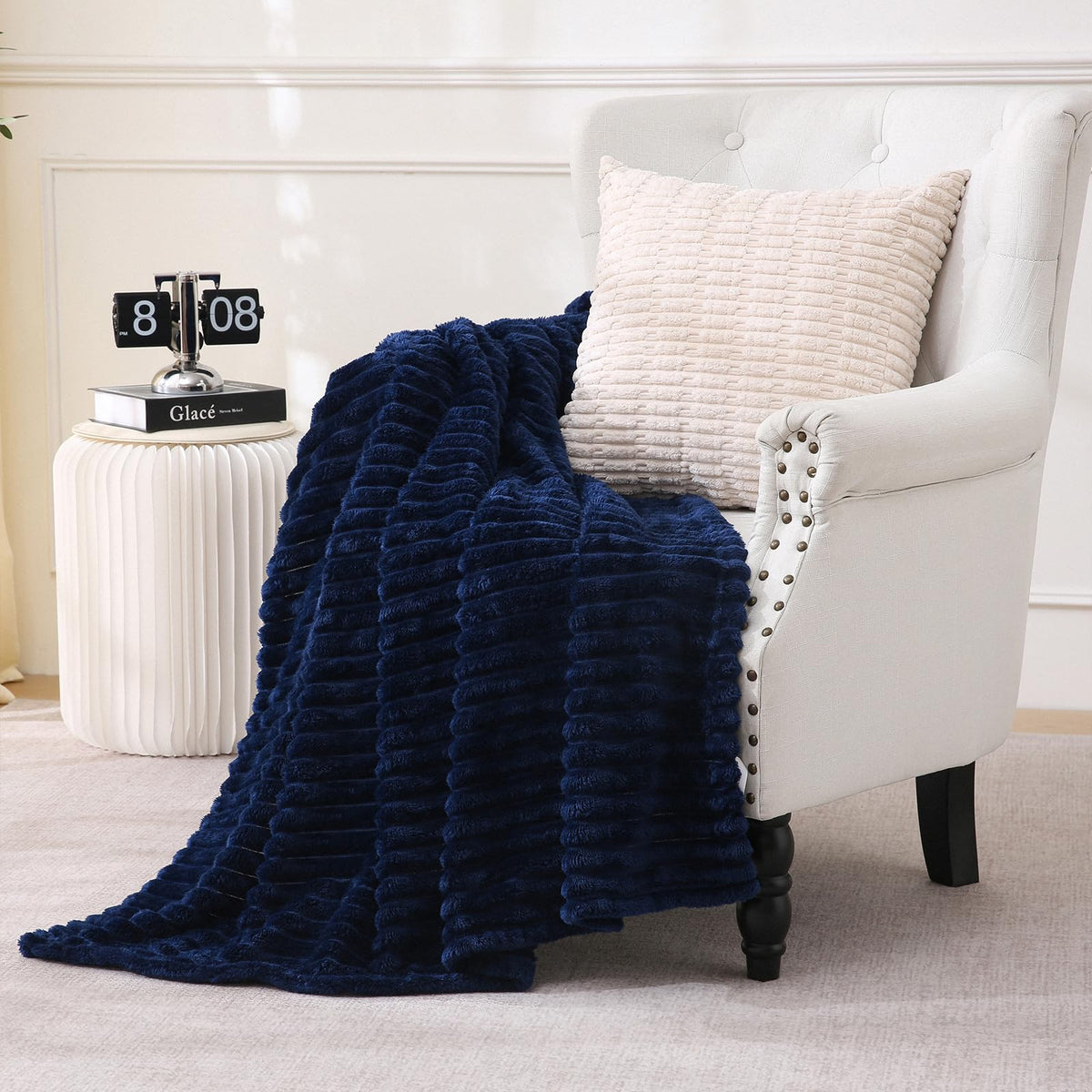 Burnt Orange Fleece Throw Blanket 50”×60” for Couch Sofa Livingroom