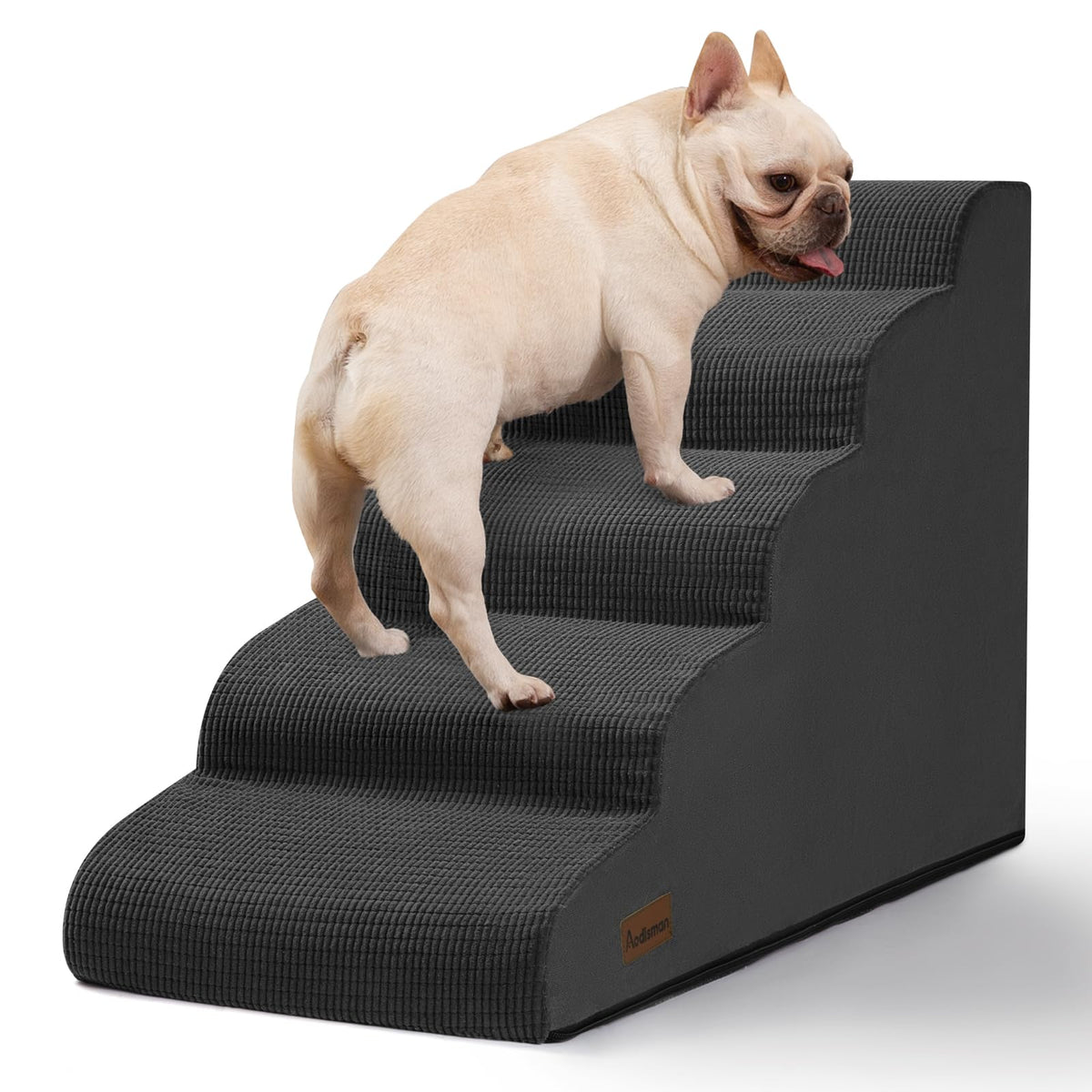 Aodisman Dog Stairs for Small Dogs and Cats,3-Step Pet Ramp for Bed & Couch | 15.7" H Non-Slip Sturdy Dog Steps with Curved Ramp for Senior,Short-Legged Dogs,Puppy and Cats to Reach Sofa or Chair,Grey