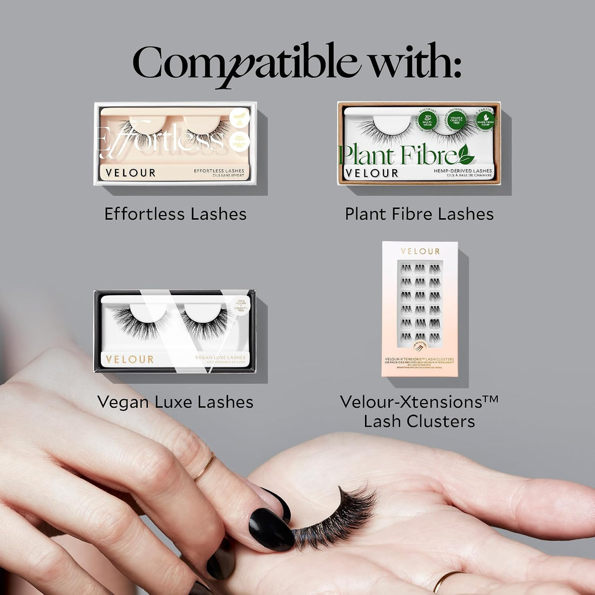 Velour Strong Eyelash Glue – Super Hold Vegan Lash Adhesive, Brush on Applicator – Premium, Latex-Free Individual Bond for Strip Eyelash Extensions, False Lashes (White)