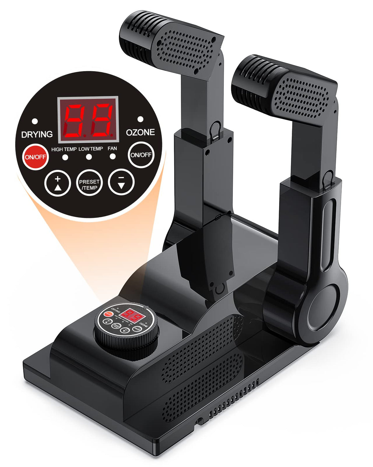 FORLIM Shoe & Boot Dryer for Work Boots, Forced Air, 2-Hour Timer, Black