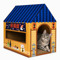 Cinrobiye Cardboard Cat House with Scratcher, Gothic Halloween Cat Scratcher Box with 2 Corrugated Scratch Pads, Open Top Indoor Cat Hideaway Bed for Cats and Kittens