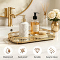 2 PCS Bar Cart Tray, Gold Mirror Tray with Handles for Home Decor