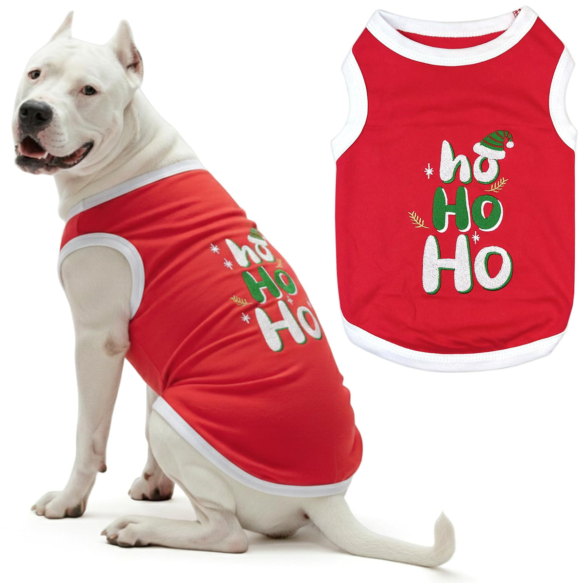 Parisian Pet Dog Tshirt - Embroidered “ Sorry Santa I Ate Your Cookies “ Dog Shirt - Lightweight Cotton Pet Christmas Outfit - Sleeveless Christmas Puppy Clothes - Shirts for Small Dogs - XXS